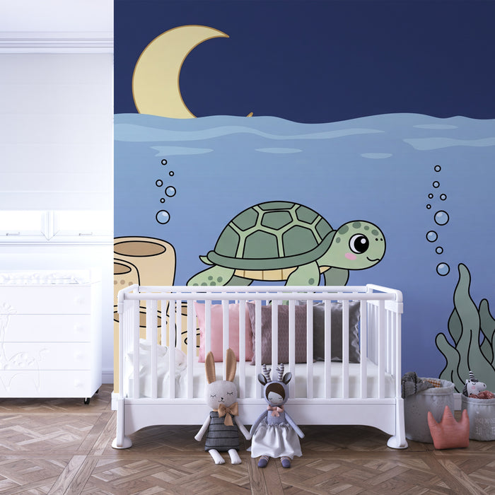 Papel de parede quarto bebê | Potapljanje pod vodo z želvo in hobotnico
