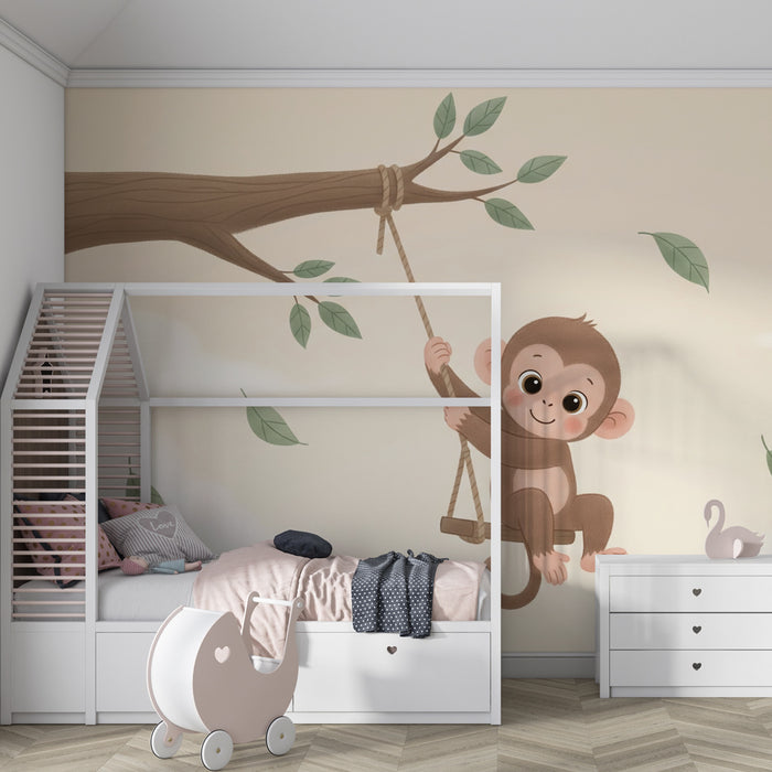 Carta da parati bambini | Scimmia birichina tra le nuvole