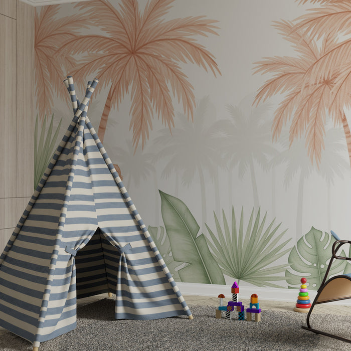 Nursery room wallpaper | Playful monkey in a tropical setting