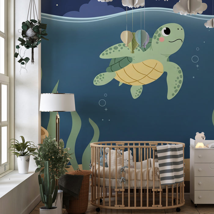 Papel de parede quarto bebê | Želva plava pod morjem