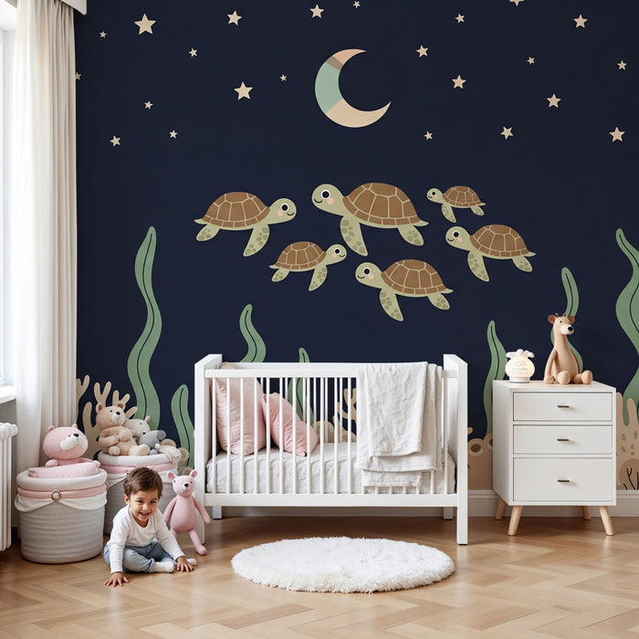 Papel de parede quarto bebê | Morske želve pod zvezdami