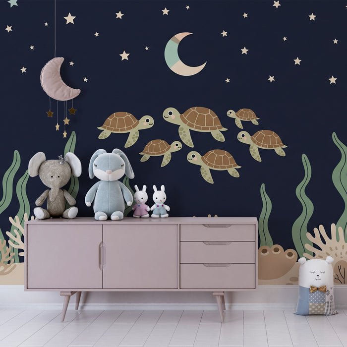 Papel de parede quarto bebê | Morske želve pod zvezdami