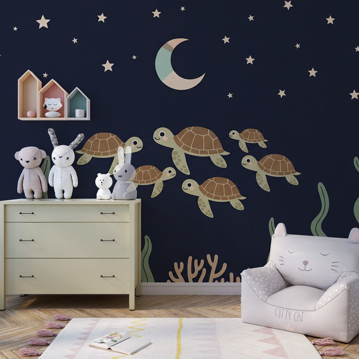 Papel de parede quarto bebê | Morske želve pod zvezdami