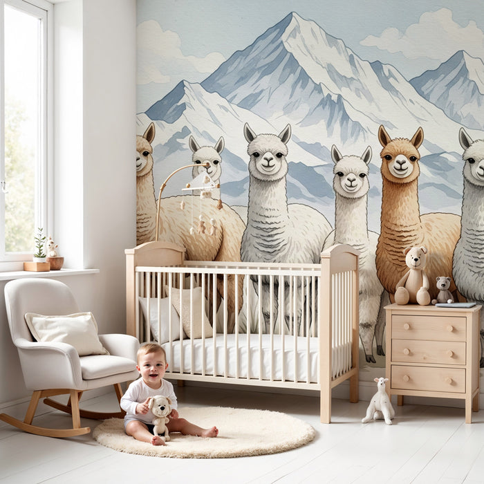 Papel de parede criança | Alpacas felizes nas montanhas