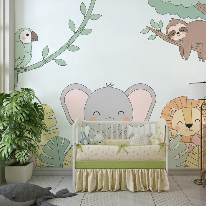Kinderkamer behang | Schattige dieren in de jungle