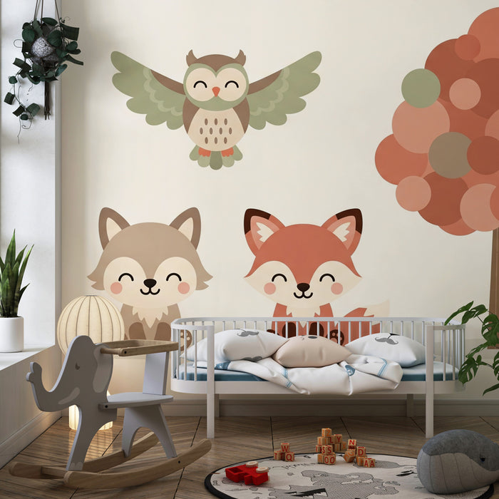 Carta da parati bambini | Animali della foresta carini
