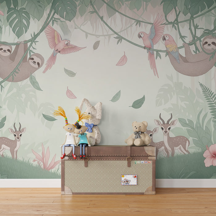 Kids room wallpaper | Trópusi erdő állatai