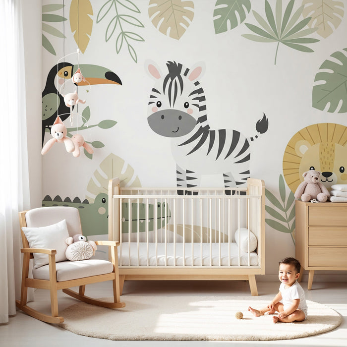 Kinderzimmer Tapete | Niedliche Dschungeltiere