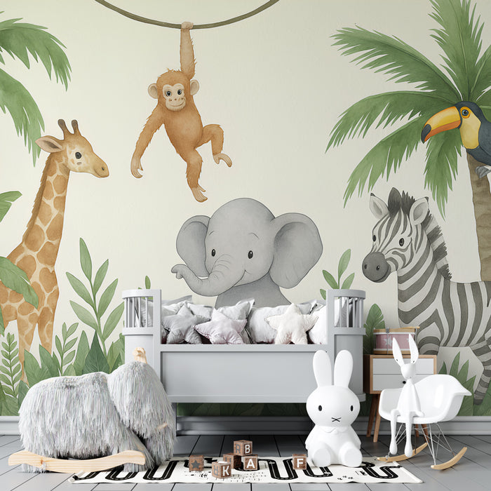Kinderkamer behang | Grappige jungle dieren