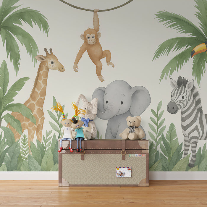 Kinderkamer behang | Grappige jungle dieren
