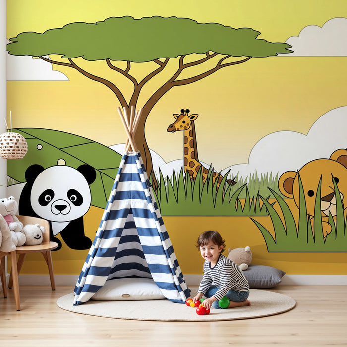 Kids room wallpaper | Skryté savanové zvířata