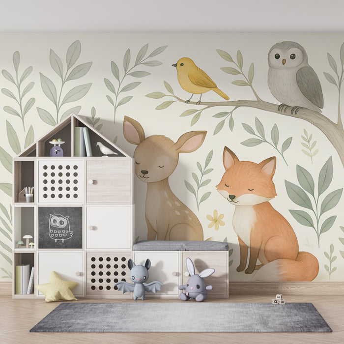 Papel de parede criança | Animais suaves da floresta