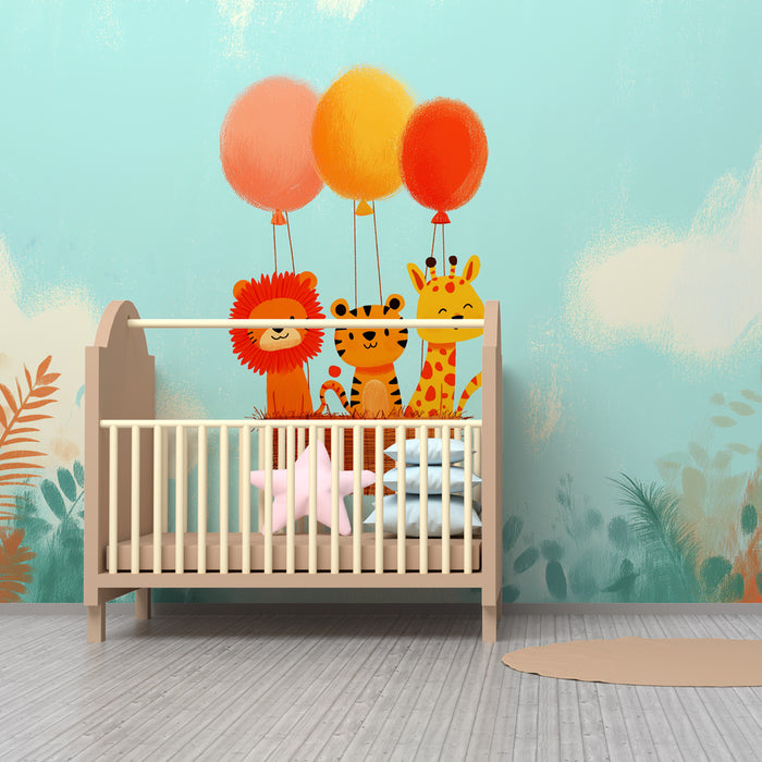 Barntapet | Djur i färgglada luftballonger
