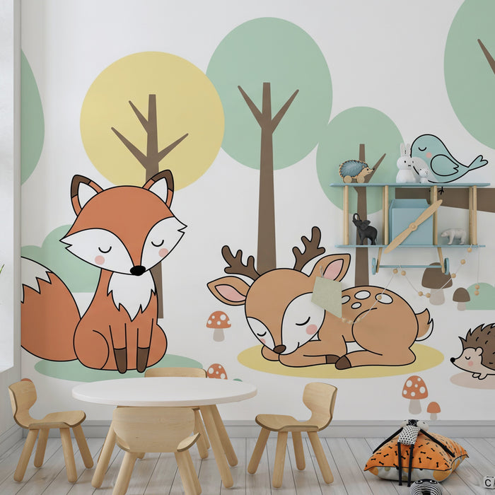 Kids room wallpaper | Forest Enchanting Animals