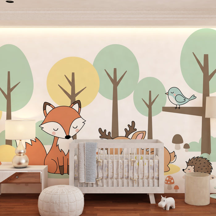 Kids room wallpaper | Forest Enchanting Animals