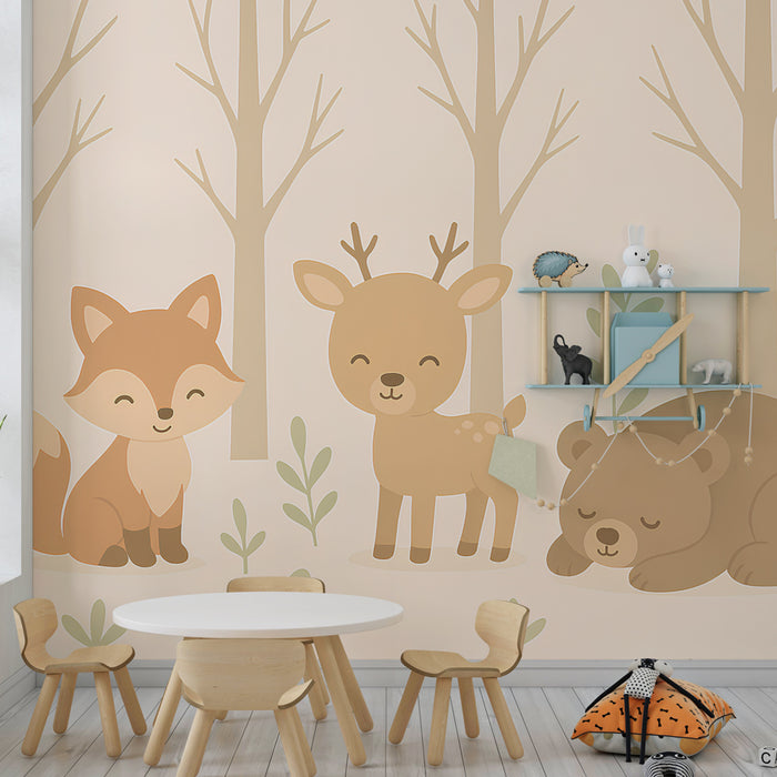 Papel de parede criança | Animais fofos da floresta