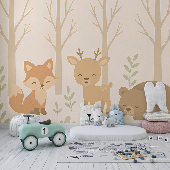 Papel de parede criança | Animais fofos da floresta