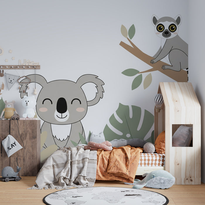 Kinderzimmer Tapete | Niedliche Dschungeltiere