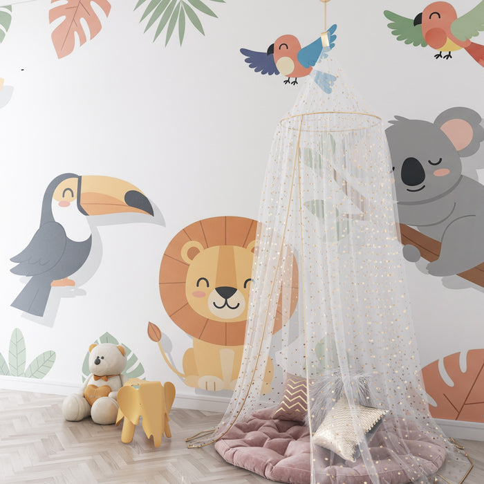 Kinderkamer behang | Grappige dieren in de jungle