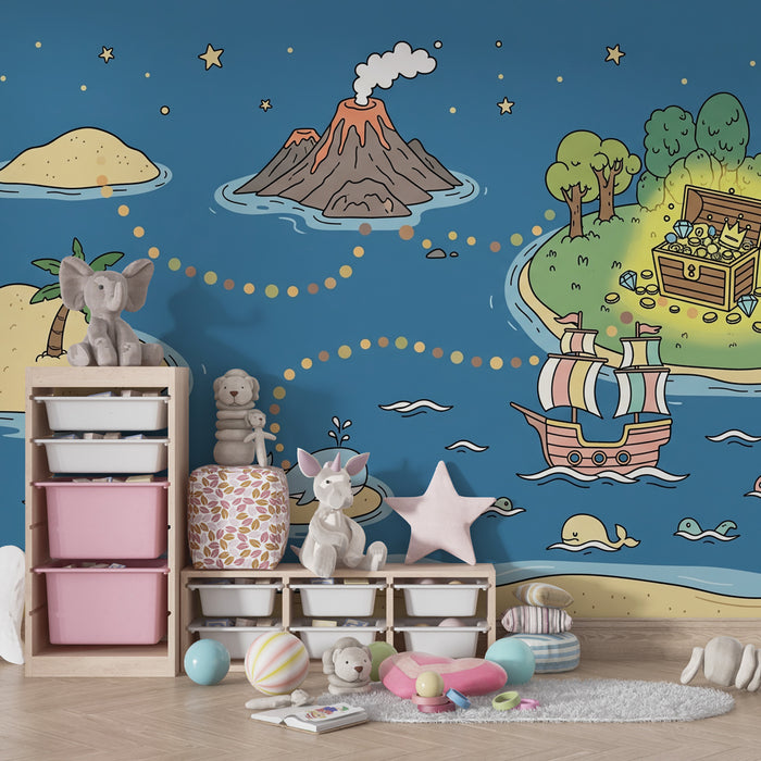 Kids room wallpaper | Treasure adventure on the seas