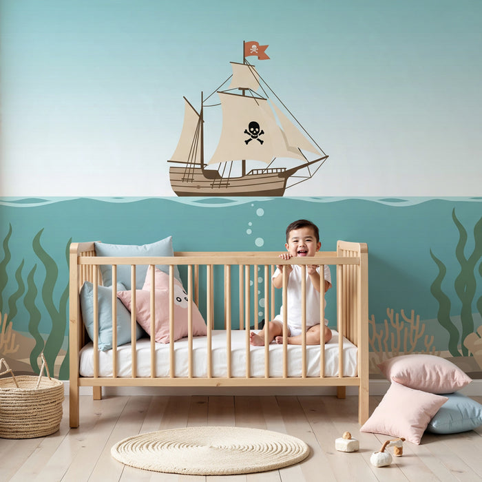 Papier peint chambre enfant | Aventure de pirates et océan mystérieux