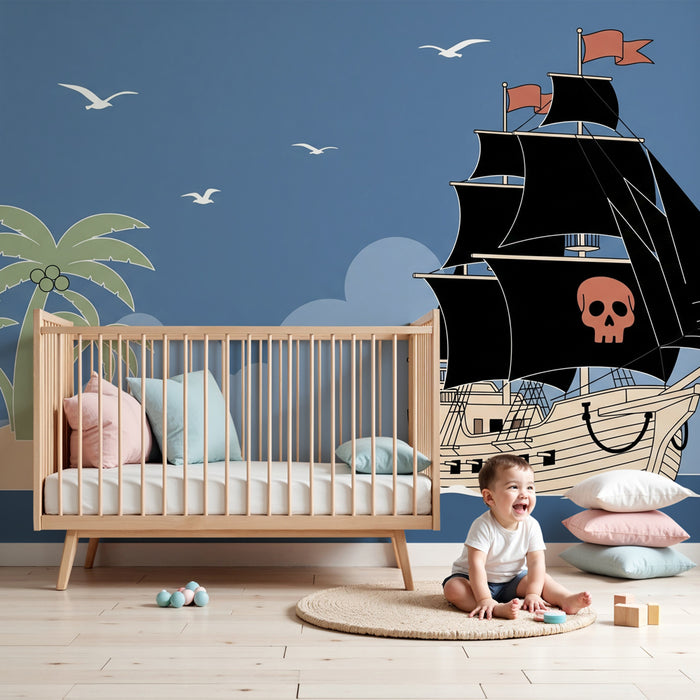 Kids room wallpaper | Pirate adventure on the sea