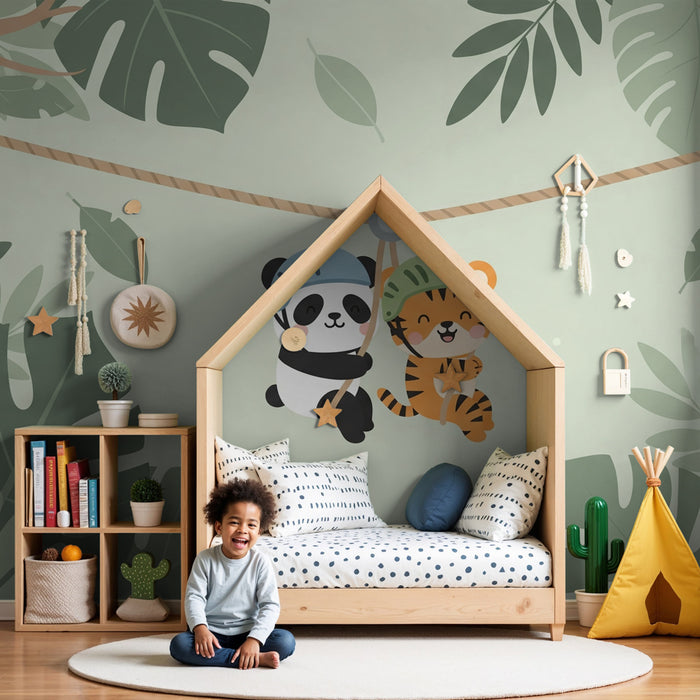 Papier peint chambre enfant | Aventure des animaux en jungle
