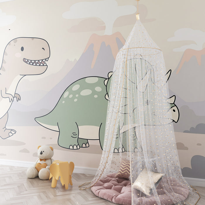 Kinderzimmer Tapete | Abenteuer der kleinen Dinosaurier