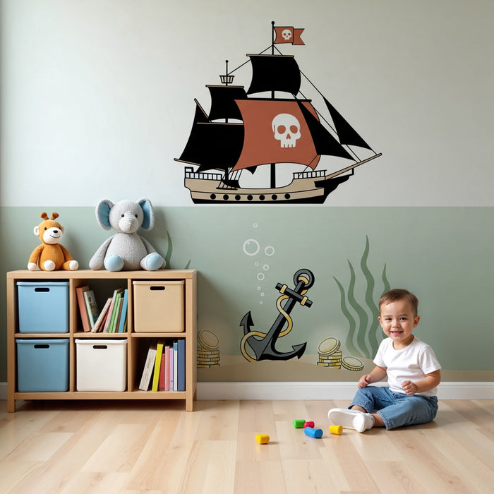 Kinderzimmer Tapete | Abenteuer der Piraten und Unterwasser Schatz