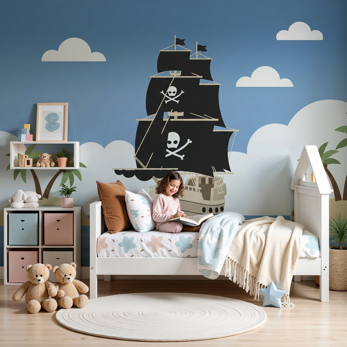 Kids room wallpaper | Pirate adventure at sea