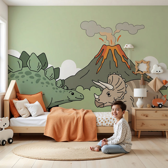 Papel pintado infantil | Aventura prehistórica con dinosaurios