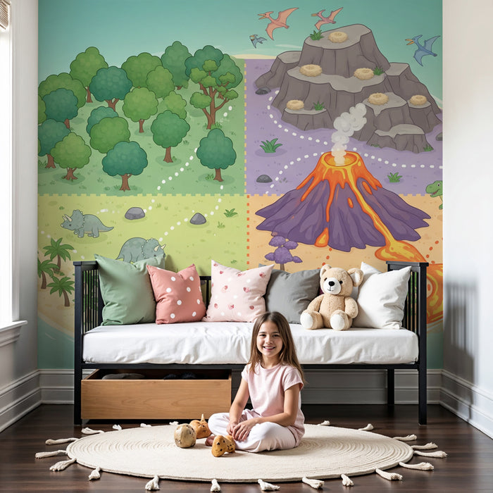 Papel pintado infantil | Aventura prehistórica con los dinosaurios