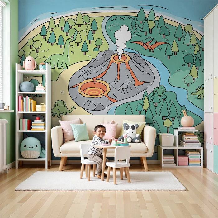Papel pintado infantil | Aventura prehistórica y dinosaurios