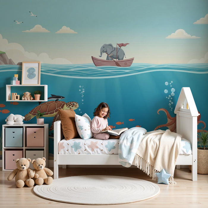 Papier peint chambre enfant | Aventure sous-marine avec animaux marins
