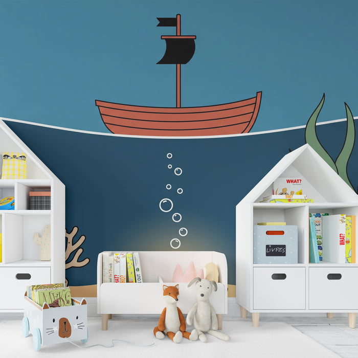 Papier peint chambre enfant | Aventure sous-marine et trésor caché