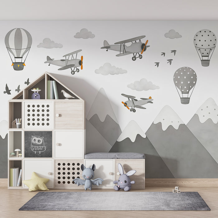 Kids room wallpaper | Lennuseiklused mägedes