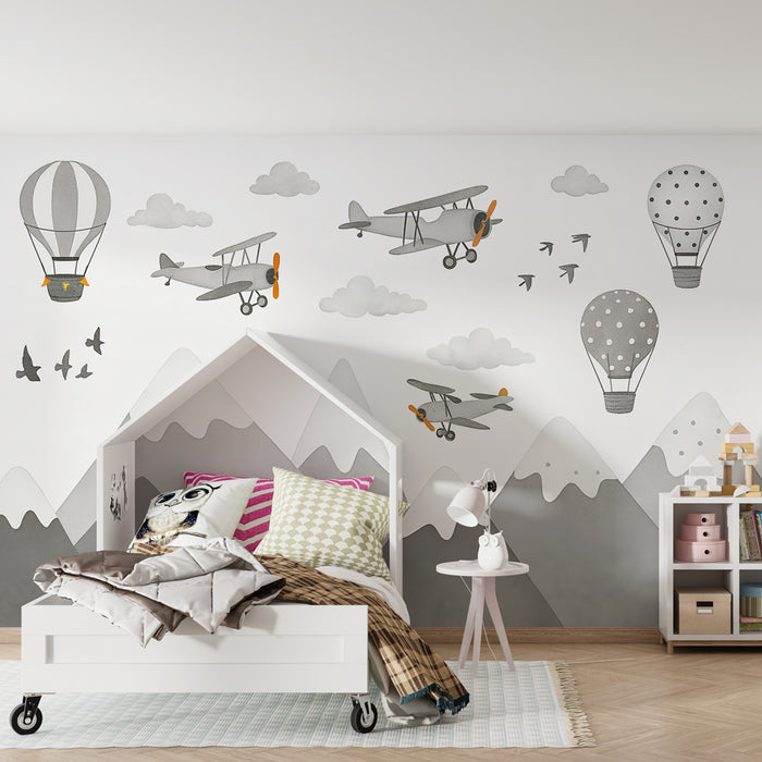 Kids room wallpaper | Lennuseiklused mägedes