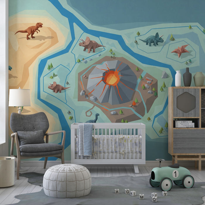 Kids room wallpaper | Prehistoric adventures with dinosaurs