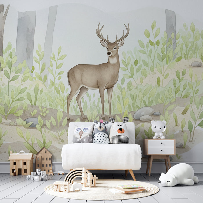 Kids room wallpaper | Majestic deer in the forest