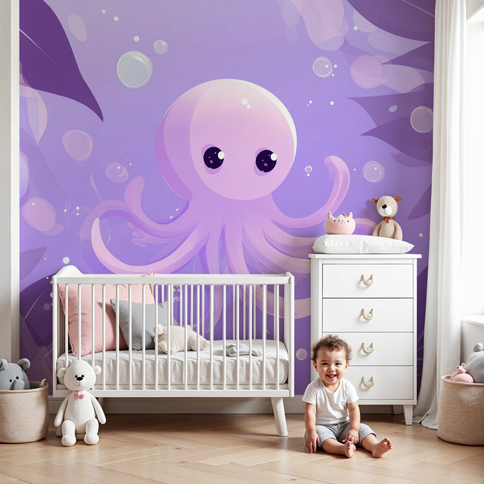 Kids room wallpaper | Charming aquatic octopus