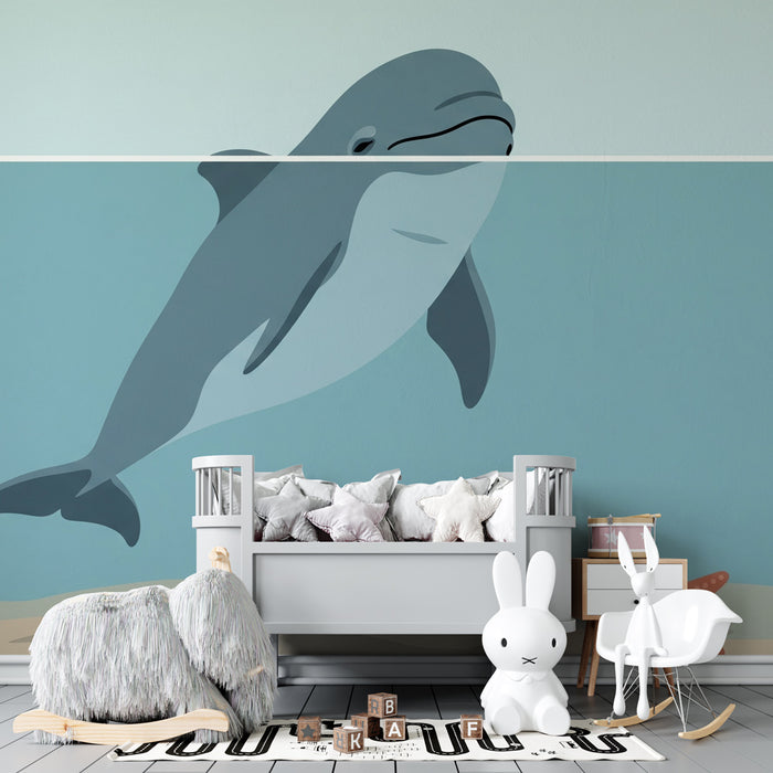 Papier peint chambre enfant | Dauphin et vie marine