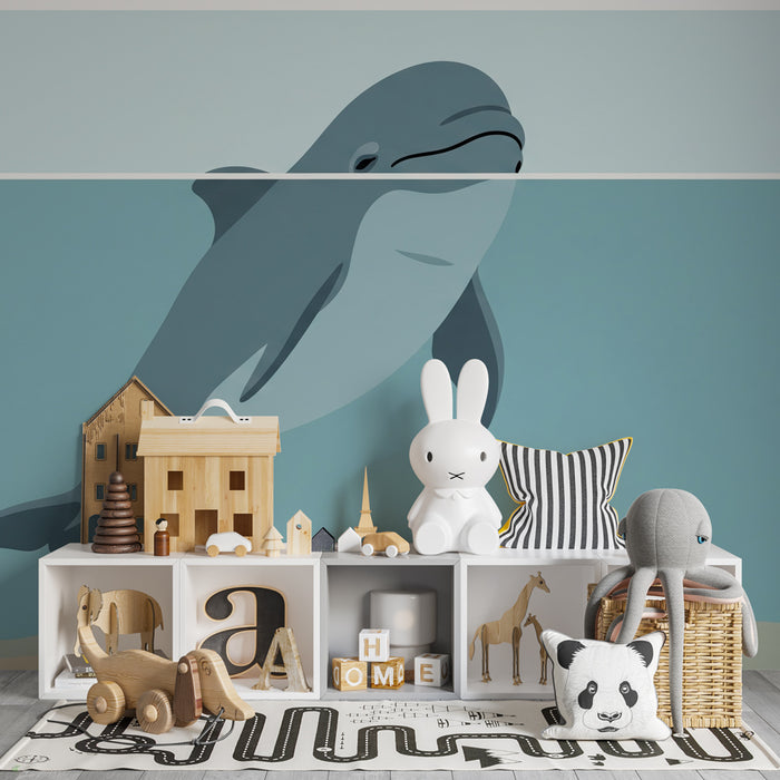 Papier peint chambre enfant | Dauphin et vie marine
