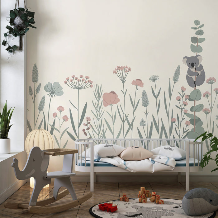 Papier de parede otroška soba | Cvetna nežnost in koala