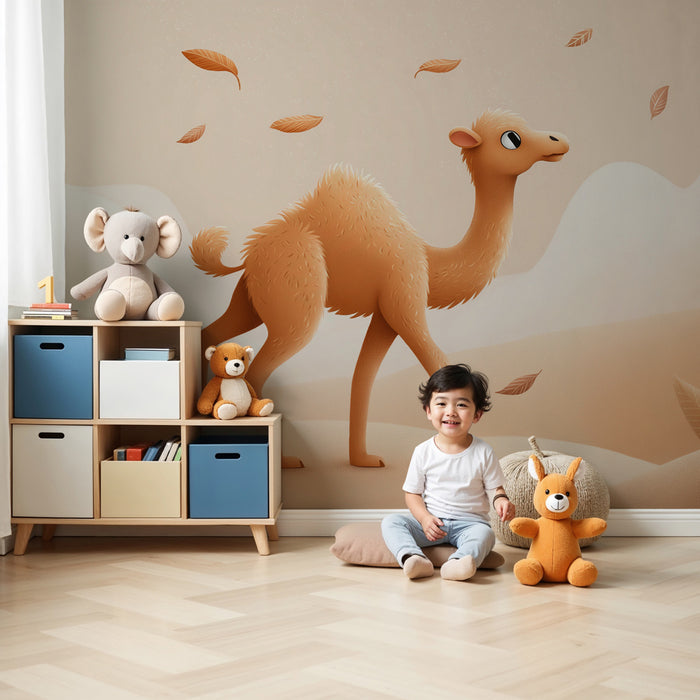 Papel pintado infantil | Dromedario en un paisaje suave