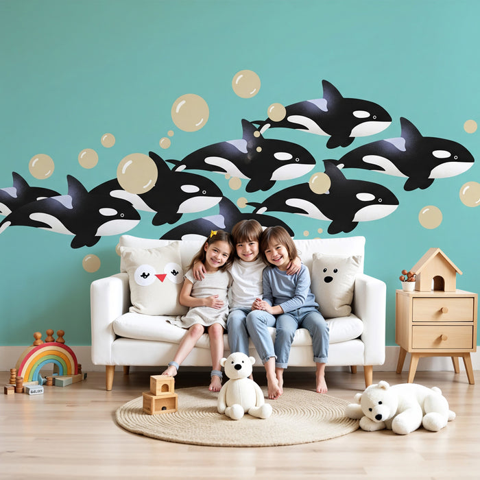 Kids room wallpaper | Škola malých vorvánků a bublin vody