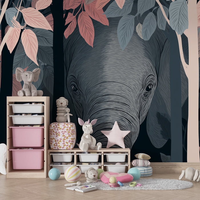 Kids room wallpaper | Skrivnostni slon v gozdu