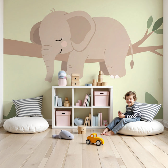 Kids room wallpaper | Spící slon na větvi