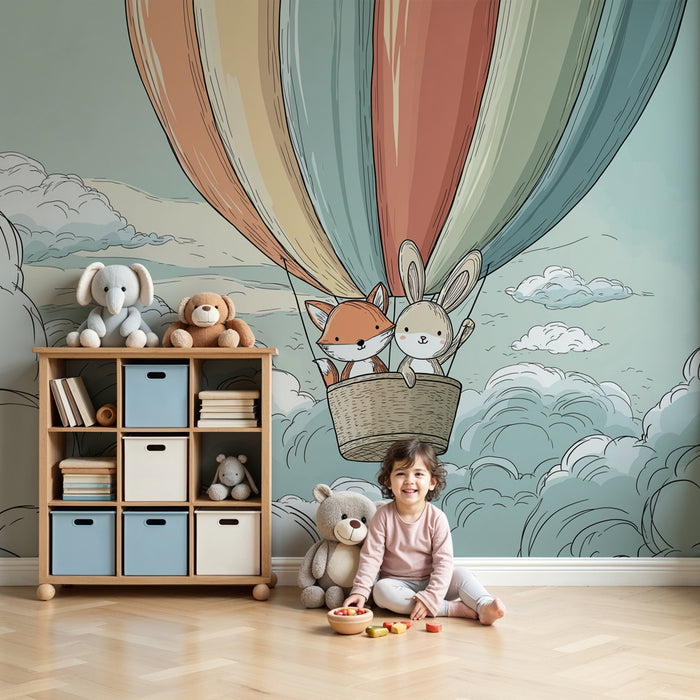 Kinderkamer behang | Ontdekkingsreizigers in de wolken