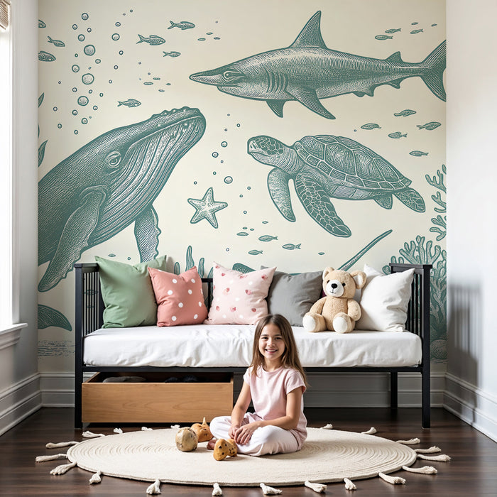 Kids room wallpaper | Raziskovanje morskih čudes