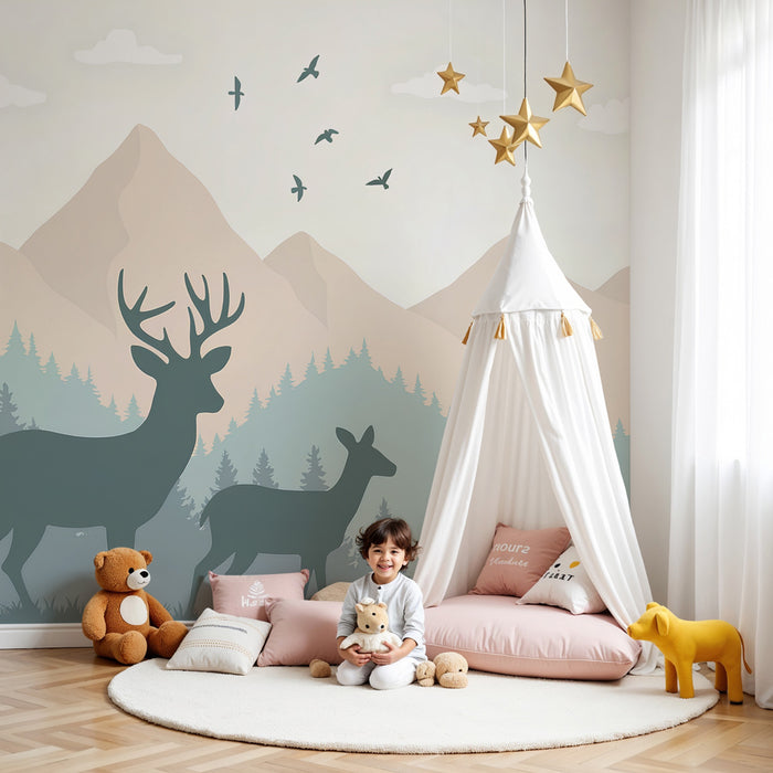 Papier peint chambre enfant | Faune forestière apaisante